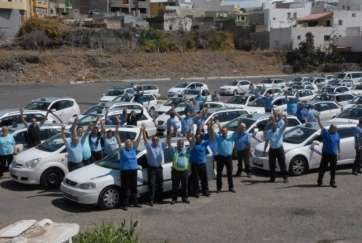 Imagen de archivo de una protesta de taxistas de Telde (Foto Tito Pulido)