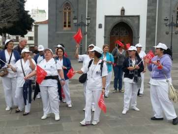 Imagen de archivo de una protesta de trabajadoras de Oligal en la plaza de San Juan (Foto TA)