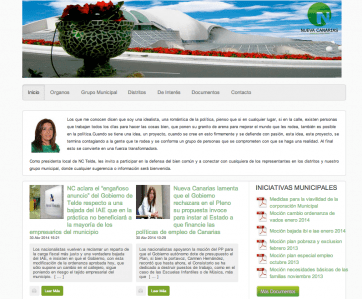 Portada principal de la nueva página web de Nueva Canarias Telde (Foto TA)