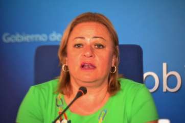 La alcaldesa Mari Carmen Castellano, esta mañana durante una rueda de prensa (Foto TA)