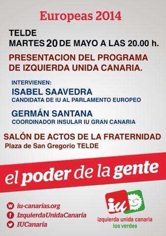 Cartel del evento de este martes de Izquierda Unida (Foto TA)