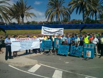 Protesta de este miércoles en Gando (Foto TA)