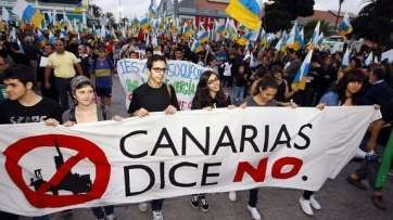 Manifestación en contra de las prospecciones en aguas canarias (Foto TA)
