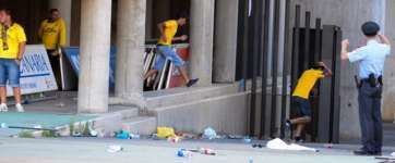 MOmento de los sucesos acontecidos en el estadio grancanario (Foto Acfi Press)