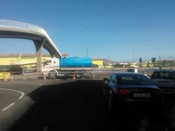 Obras en la salida a la GC-1 desde Marpequeña (foto TA)