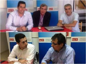 Momento de la reunión de los socialistas con Guillermo Reyes, líder de Ciuca, y Artiles de Más por Telde (Foto TA)