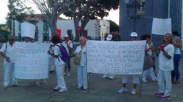 Protesta de las trabajadoras de Oligal en San Juan (Foto TA)