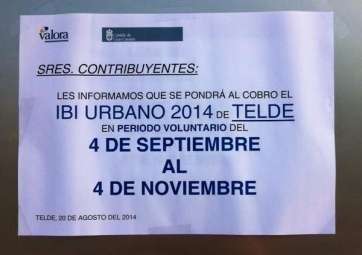 Cartel anunciador del periodo de pago voluntario del IBI en Telde (Foto TA)