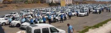 Imagen de archivo de una protesta de los taxistas de Telde (Foto TA)