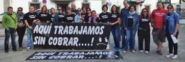 Los trabajadores de Gestel durante una de las protestas llevadas a cabo en San Juan para reivindicar el pago de sus salarios (Foto TA)