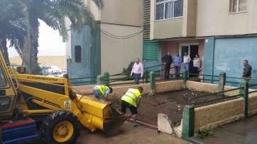 Trabajos en Jinámar, este miércoles (Foto TA)