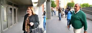 La alcaldesa y José Luis Mena, ayer en el Juzgado de Telde (Foto TA)