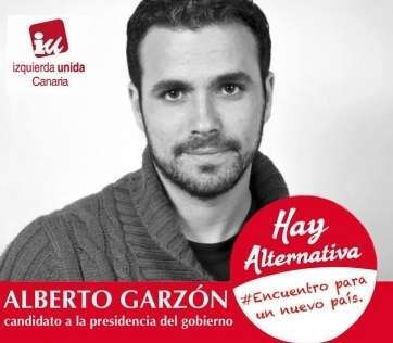 Cartel promocional de la visita de Alberto Garzón (Foto TA)