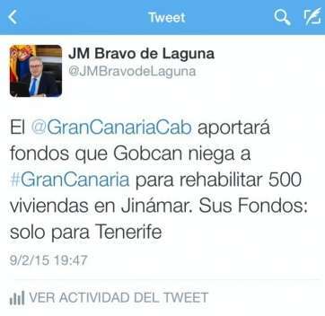 Imagen del tweet publicado este lunes por José Miguel Bravo de Laguna (Foto TA)