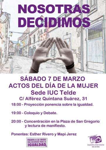 Cartel con los actos previstos por IUC Telde con motivo del Día de la Mujer (Foto TA)