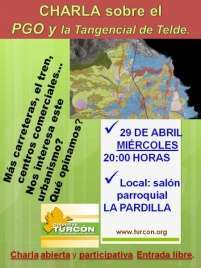 Cartel de la charla de Turcón y de la Plataforma contra la Tangencial sobre el PGO