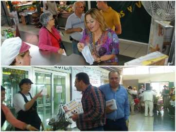Castellano reparte votos en el mercado (Foto TA)