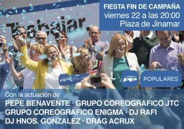 Cartel e invitación al acto de fin de campaña del PP de Telde (Foto TA)