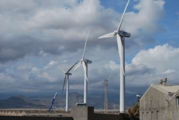 Imagen de archivo de un parque eólico instalado en el sureste grancanario (Foto TA)