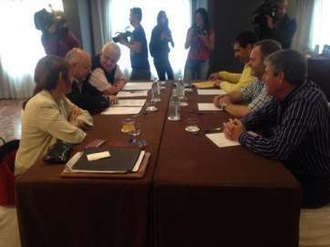 Imagen de la reunión de Antonio Morales (NC) con los representantes de CC en Gran Canaria (Foto CC)