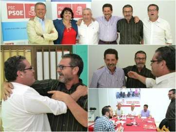 Los seis negociadores de la mesa de trabajo, felices y exhaustos tras forjar el acuerdo de madrugada (Foto TA)