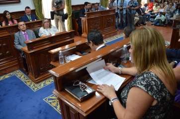 Mari Carmen Castellano, en el momento de su intervención en el Pleno (Foto TA)
