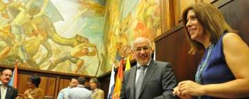 Imagen de archivo de la alcaldesa de Telde junto al presidente Antonio Morales (Foto Acfi Press)