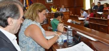 La portavoz del PP, Mari Carmen Castellano, en un reciente Pleno (Foto TA)