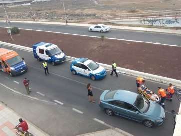 Imagen de la simulación efectuada esta tarde en el Vial Costero (Foto TA)
