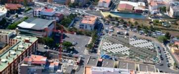 Vista aérea del sector del Mercado Municipal de Telde, en Los Llanos (Foto TA)