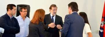 Carmen Hernández (i.), Mariano Rajoy, José Manuel Soria y María del Carmen Hernández Bento, el pasado fin de semana en La Garita (Foto TA)