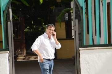 Juan Francisco Artiles, esta mañana en el entorno de la plaza de San Juan (Foto TA)