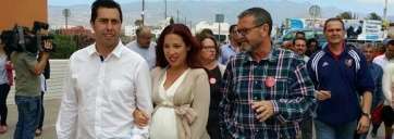 La actual vicepresidenta Patricia Hernández cuando estuvo de visita a Las Remudas durante la campaña electoral de mayo último (Foto TA)