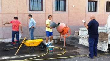 Trabajos de mejora en el campo de fútbol Pedro Miranda (Fotos TA)