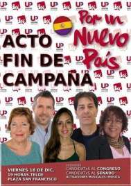 Cartel del acto de cierre de campaña de IU-UP en Telde (foto TA)