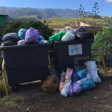 Basura acumulada en un contenedor de Las Medianías (Foto TA)