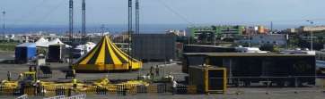 Imagen de la instalación del Circo Kaos estos días en La Barranquera (Foto TA)