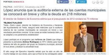 Portada de TA del 4 de julio de 2012 con la información de Darío López (Foto TA)