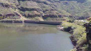 Imagen de una presa de Gran Canaria tras las lluvias del pasado fin de semana (Foto TA)