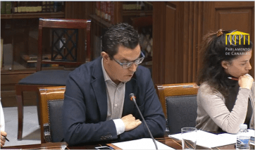 Pablo Rodríguez, este martes durante su intervención en la Comisión parlamentaria (Foto TA)