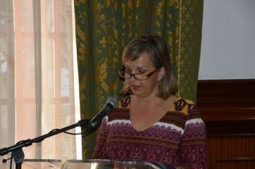 Cristina Hernández de la Coba, durante la lectura del manifiesto para la erradicación de la esclavitud infantil (Foto TA)