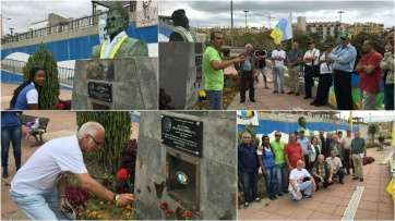 Collage con fotos del acto de este mediodía en Telde (Foto TA)