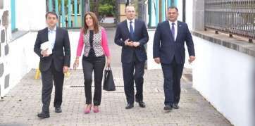 Bermúdez, Hernández, Hidalgo y Díaz, esta mañana en San Juan (Foto TA)