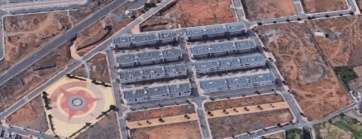 Vista aérea del complejo de ocho edificios de baja densidad (Foto TA)