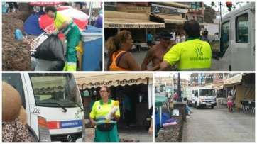 La cuadrilla de limpieza ya está en Melenara (Foto TA)