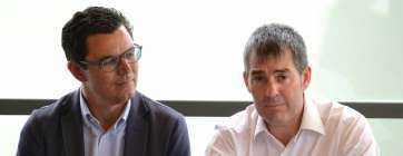 Pablo Rodríguez y Fernando Clavijo, durante un acto en Telde (Foto TA)