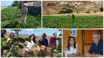 La alcaldesa y la concejala de Agricultura visitaron este mediodía el proyecto de emprendeduría en marcha en la finca (Foto TA)