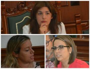 Carmen Hernández, Sonsoles Martín y Saraiba Leal, en el pleno de hoy (Foto TA)