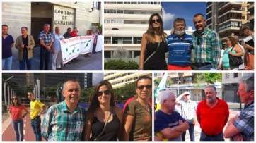 Los ediles Esther González y Álvaro Monzón estuvieron en la protesta de este sábado en la capital grancanaria (Foto TA)
