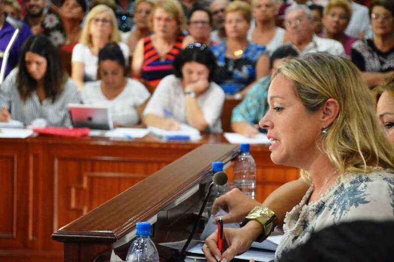 Imagen de archivo de una intervención de Sonsoles Martín durante un Pleno municipal (Foto TA)